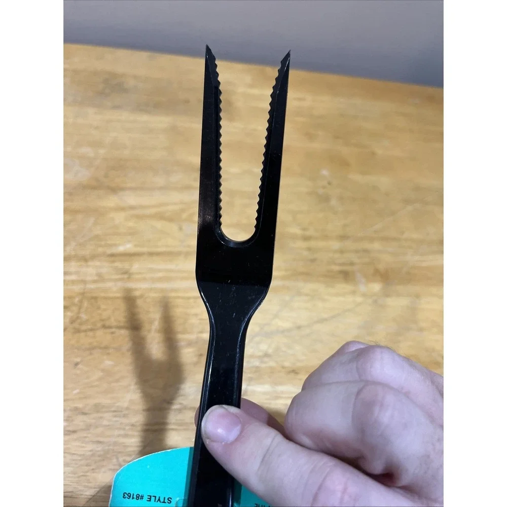 Vtg BLACK Ultratemp by Robinson Knife Co Serrated Meat Serving‎ Fork NOS
